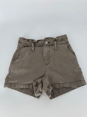 PAIGE Anessa Shorts Women Size 25 Taupe High Rise Lyocell Stretch No Belt